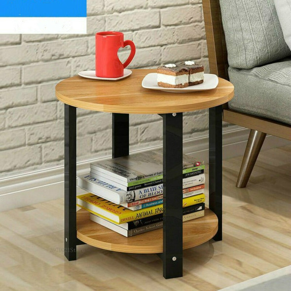 Small Size Home Wooden Coffee Table Simple Modern Living Room Sofa Bedroom Round Tea Table, Size:60*60*43cm(Red leaf maple)