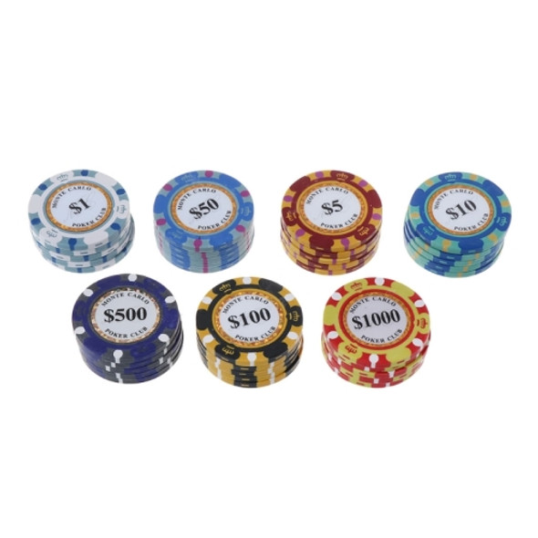 100 PCS Texas Hold'em Clay Chips Professional Casino Coin(Par Value and Color Random Delivery)