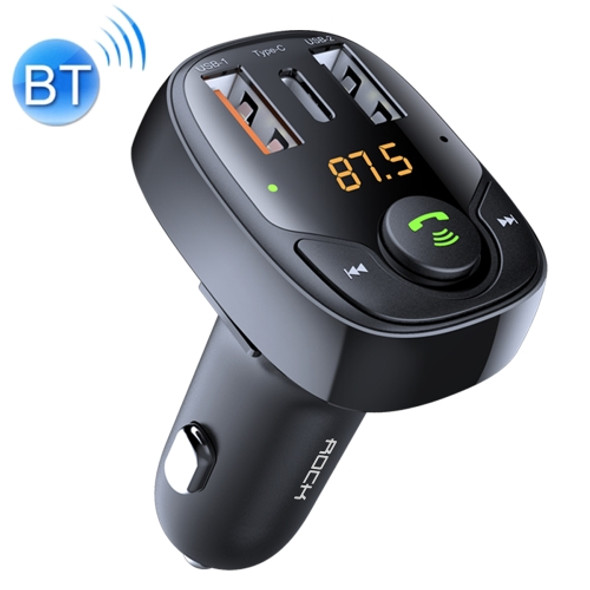 ROCK B301 Dual USB + PD Bluetooth 5.0 FM Transmitter & Car Charger, Support TF Card / U-disk (Black)