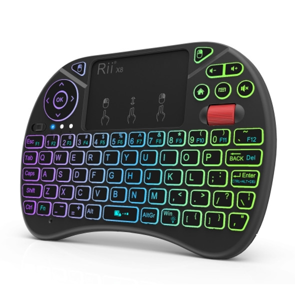 Rii X8 RT716 2.4GHz Mini Wireless QWERTY 71 Keys Keyboard, 2.5 inch Touchpad Combo with Backlight(Black)