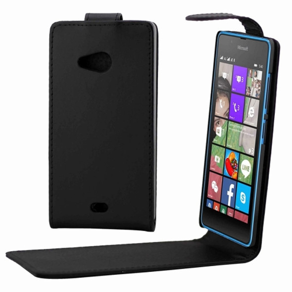 Nappa Texture Vertical Flip Magnetic Snap Leather Case for Microsoft Lumia 540(Black)