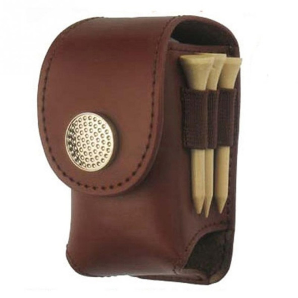 Portable Golf Ball Holder Waist Pouch Bag Leather Cool Golf Tee Bag Sports Accessory(Brown)