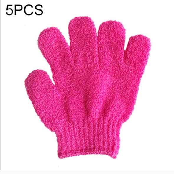 5 PCS Shower Bath Gloves Exfoliating Spa Massage Scrub Body Glove(Red)
