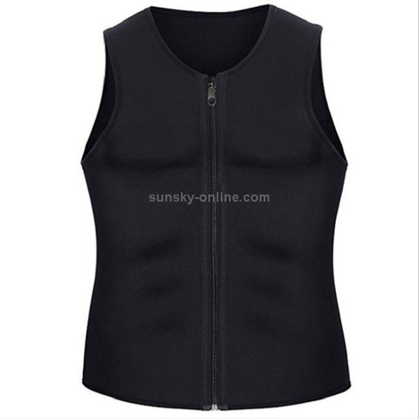 Men Zipper Vest Abdomen Corset Fitness Clothing, Size:L(Black)