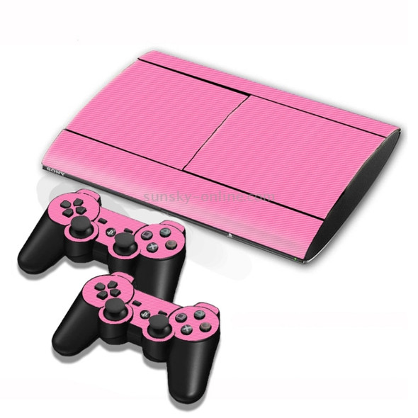 Carbon Fiber Texture Decal Stickers for PS3 Game Console(Pink)