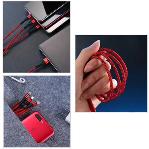 Teclast 1.0m 3 in 1 USB A + Type-C to 8 Pin Data Sync Charge Cable(Red)