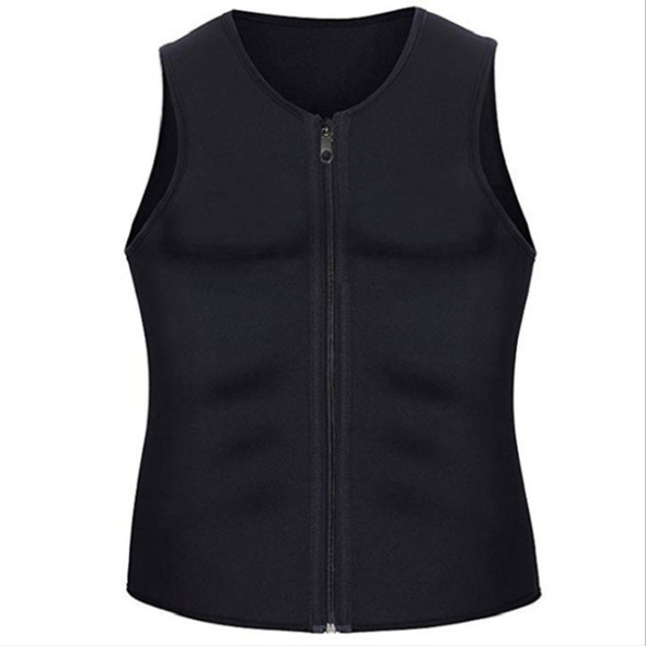 Men Zipper Vest Abdomen Corset Fitness Clothing, Size:XXXL(Black)