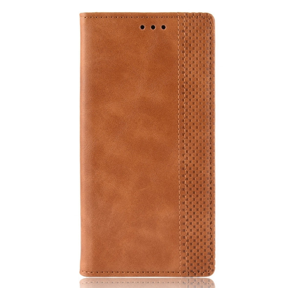 Magnetic Buckle Retro Crazy Horse Texture Horizontal Flip Leather Case for HTC Desire 19+(Desire 19 Plus), with Holder & Card Slots & Photo Frame(Brown)