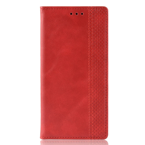 Magnetic Buckle Retro Crazy Horse Texture Horizontal Flip Leather Case for HTC Desire 19+(Desire 19 Plus), with Holder & Card Slots & Photo Frame(Red)