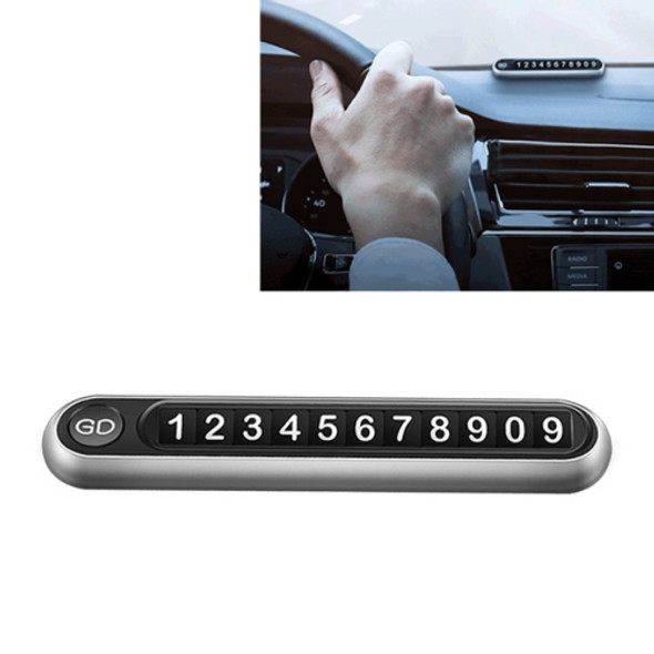 Hidden Number Metal Car Temporary Parking Number Plate Parking Card (Silver)