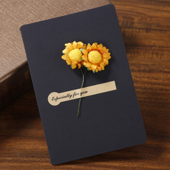 2 PCS Blessing Card Dry Flower Creative Universal Greeting Card(Black)