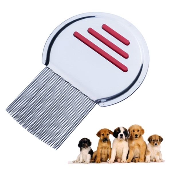 Pet Comb Dog Flea Cleaning Comb Stainless Steel Threaded Needle Comb Removal Beauty Products(Red)