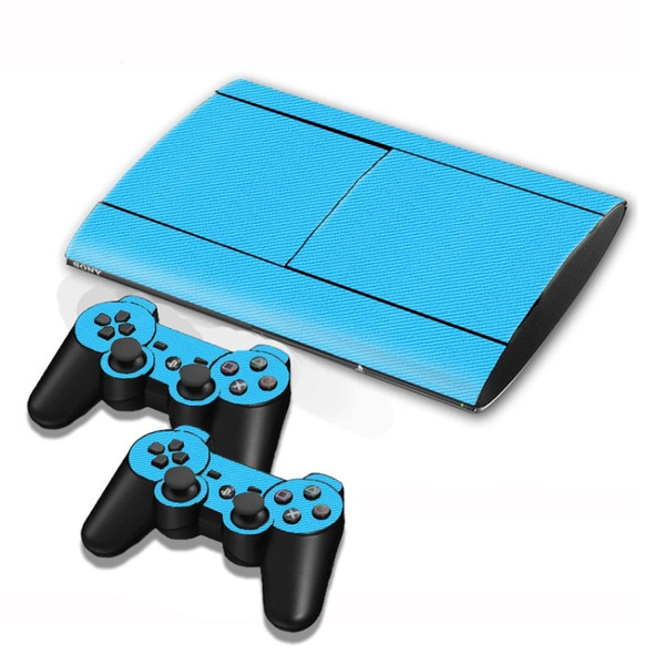 Carbon Fiber Texture Decal Stickers for PS3 Game Console(Blue)