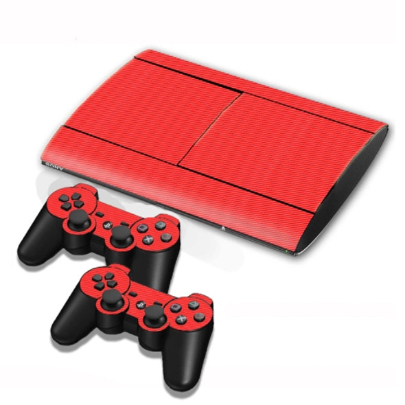 Carbon Fiber Texture Decal Stickers for PS3 Game Console(Red)
