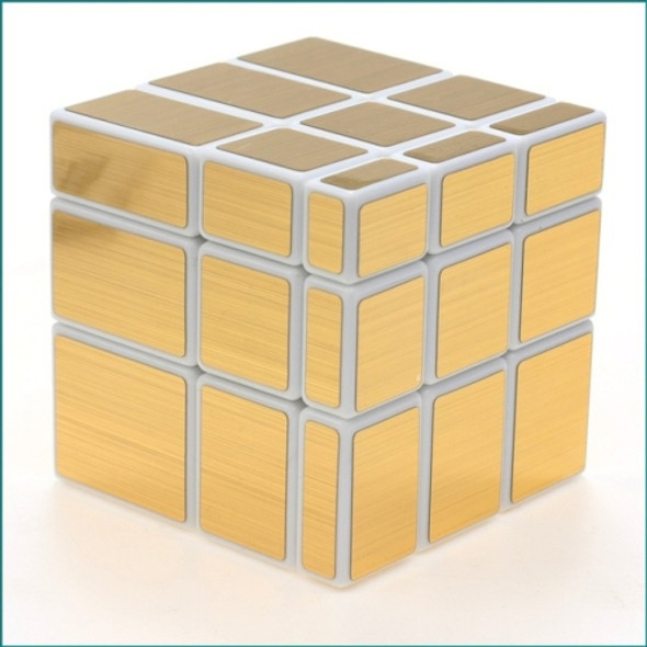 Mirror Bright and Smooth Rubik Cube Children Educational Toys(Brushed Gold on White)