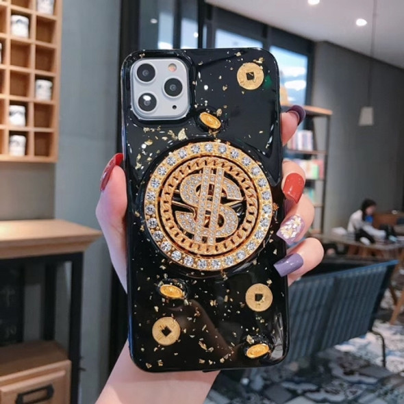 For iPhone 11 Rotating Money More Relief Device Phone Case(Black)