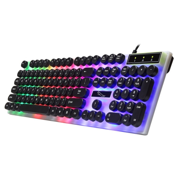 Chasing Leopard G21 USB 104-keys Waterproof Floating Round Punk Keycap Colorful Backlight Mechanical Feel Wired Keyboard, Length: 1.3m(Black)