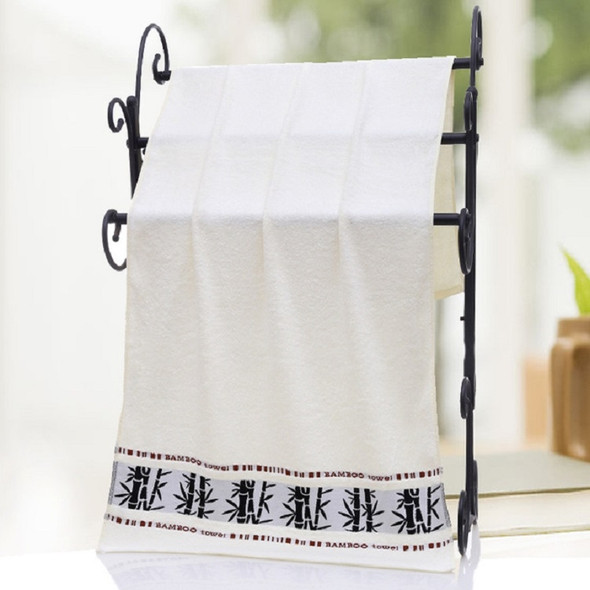 Bamboo Fiber Ink Bamboo Plain Thick Absorbent Soft Adult Bath Towel(Creamy-white)