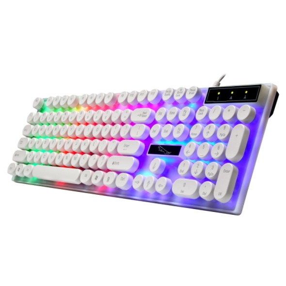 Chasing Leopard G21 USB 104-keys Waterproof Floating Round Punk Keycap Colorful Backlight Mechanical Feel Wired Keyboard, Length: 1.3m(White)