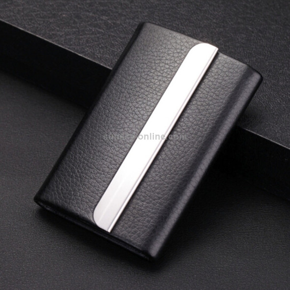 2 PCS Lichi texture Stainless Steel Business Card Holder Credit Card ID Case Holder, Random Color