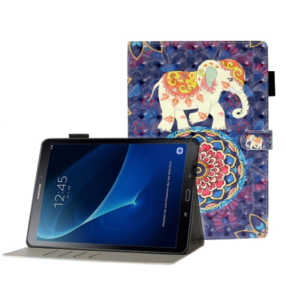 For Galaxy Tab A 10.1 T580 3D Embossing Pattern Horizontal Flip Leather Case with Holder & Card Slots & Wallet(Elephant)