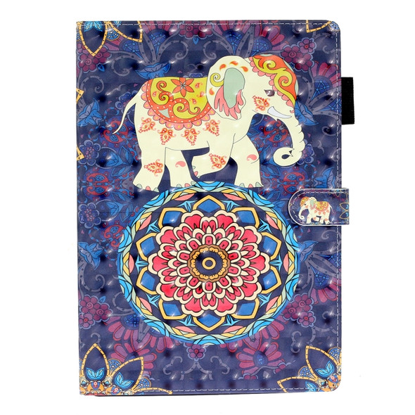 For Galaxy Tab A 10.1 T580 3D Embossing Pattern Horizontal Flip Leather Case with Holder & Card Slots & Wallet(Elephant)