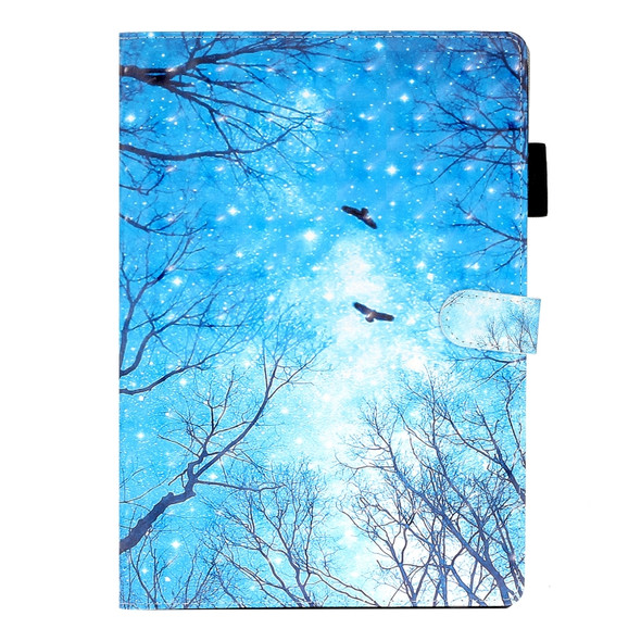 For Galaxy Tab A 10.1 T580 3D Embossing Pattern Horizontal Flip Leather Case with Holder & Card Slots & Wallet(Blue Forest)