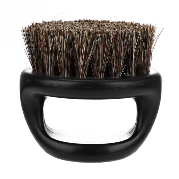 3 PCS Men Ring Design Portable Boar Brush Black ABS Haircut Cleaning Shaving Brush(Black)