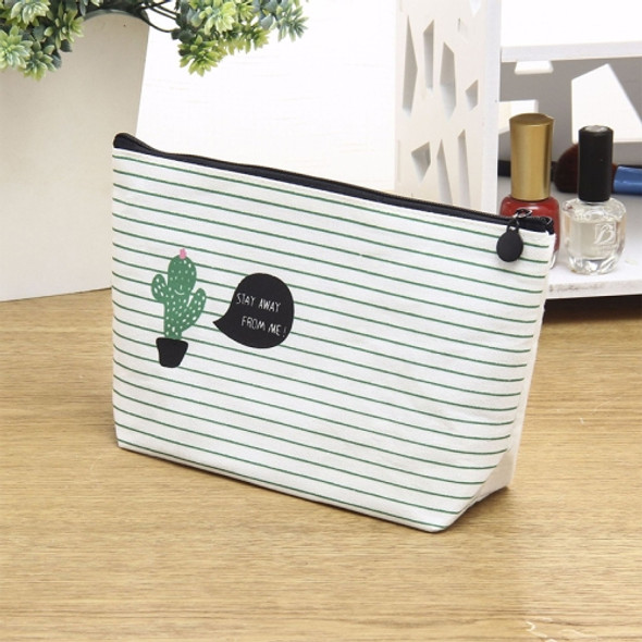 Small Fresh Cactus Cosmetic Bag Multi-Functional Canvas Hand Storage Bag Toiletry Storage Box(One  cactus)