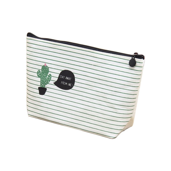 Small Fresh Cactus Cosmetic Bag Multi-Functional Canvas Hand Storage Bag Toiletry Storage Box(One  cactus)