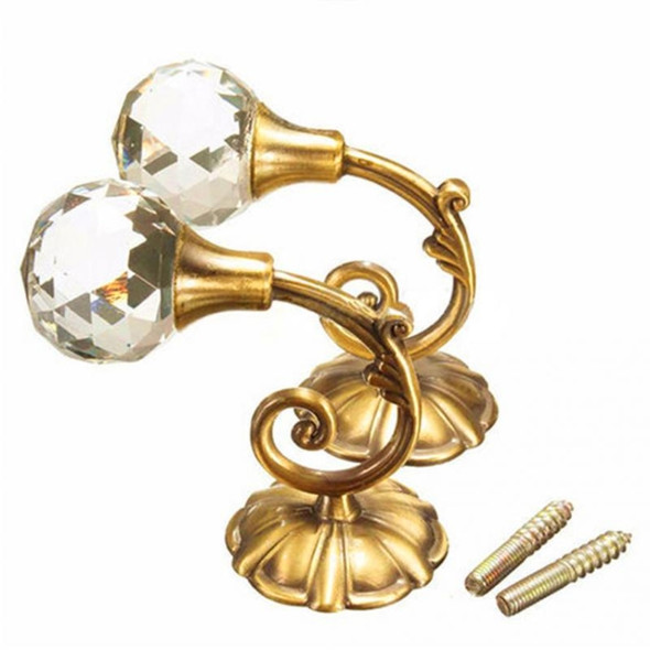 2 PCS Vintage Crystal Flower Barb Curtain Decoration Wall Hook(Gold)