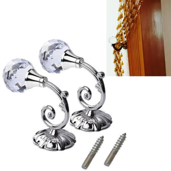 2 PCS Vintage Crystal Flower Barb Curtain Decoration Wall Hook(Silver)