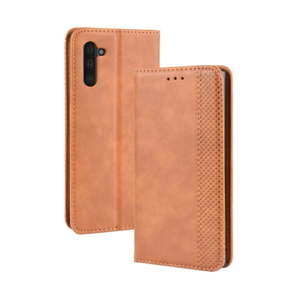 Magnetic Buckle Retro Crazy Horse Texture Horizontal Flip Leather Case for Galaxy Note 10, with Holder & Card Slots & Photo Frame(Brown)