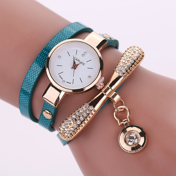 Fashion Women Casual Bracelet Leather Band Watch(Blue)