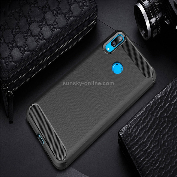 Brushed Texture Carbon Fiber TPU Case for Huawei Y7 (2019) (Black)