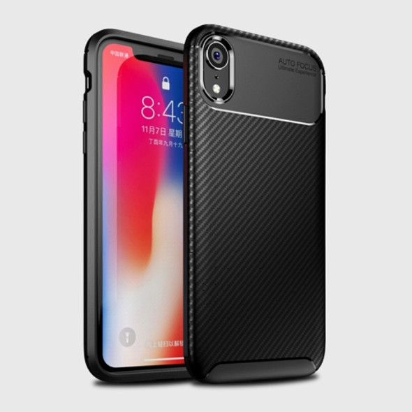 Beetle Shape Carbon Fiber Texture Shockproof TPU Case for iPhone XR(Black)