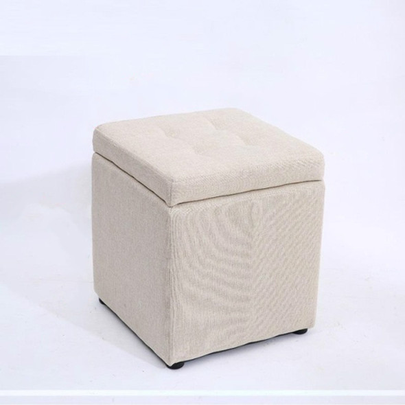 Creative Retro Storage Stool Home Fabric Stool Storage Stool(White)