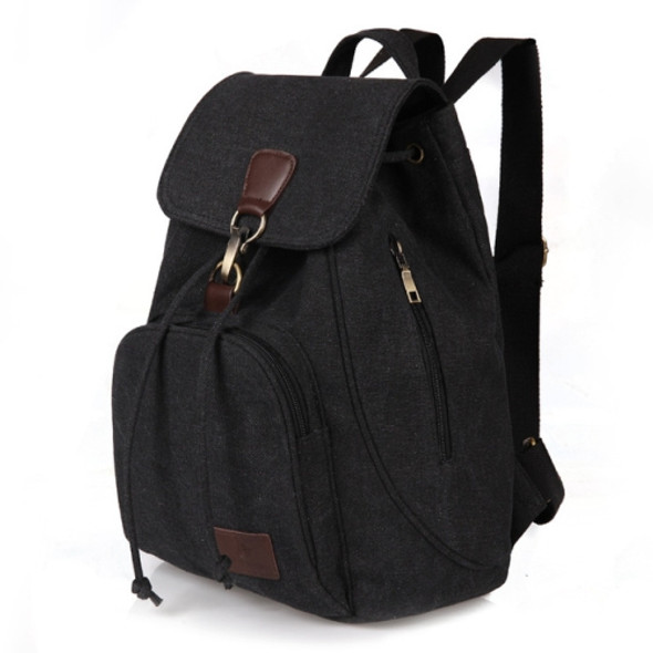 Women Canvas Student Laptop Bag Backpack(Black)