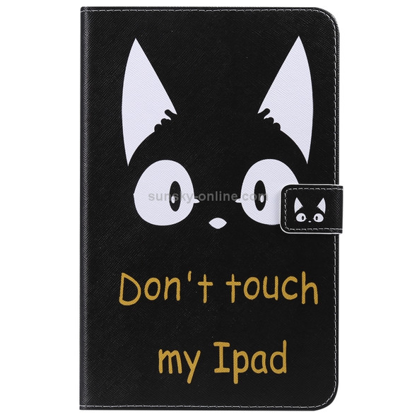 For Galaxy Tab A 8.0 (2018) T387 Colored Drawing Pattern Horizontal Flip PU Leather Case with Holder & Card Slots & Wallet(Cat Ears)