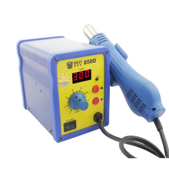 BEST BST-858D AC 220V 50Hz 650W LED Displayer Adjustable Temperature Unleaded Hot Air Gun with Helical Wind, EU Plug(Blue)