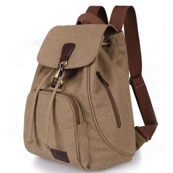 Women Canvas Student Laptop Bag Backpack(Khaki)