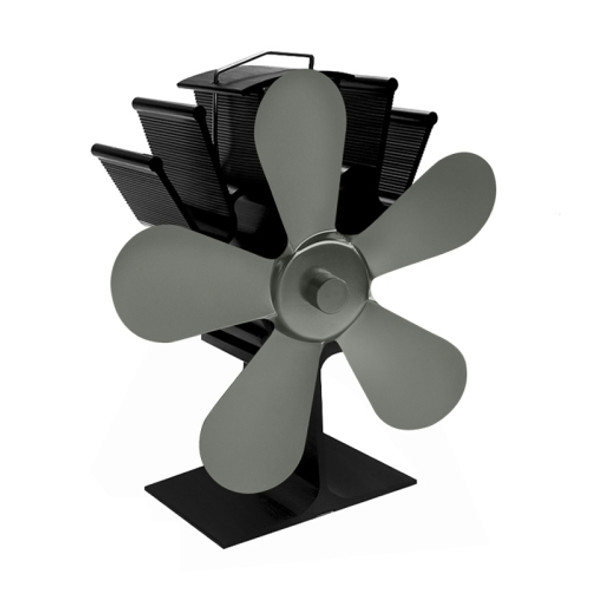 YL602 5-Blade High Temperature Metal Heat Powered Fireplace Stove Fan (Grey)