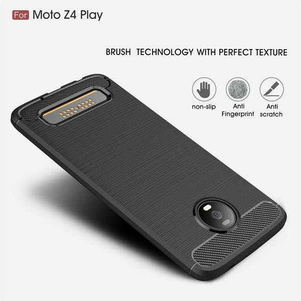 Brushed Texture Carbon Fiber TPU Case for Motorola Moto Z4 Play (Black)