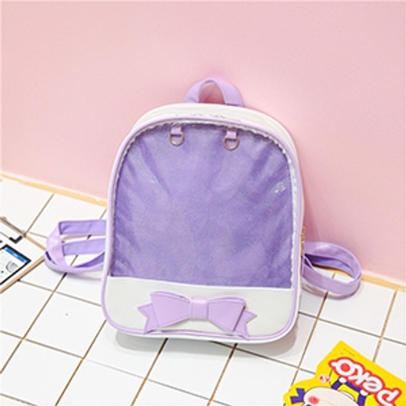 Transparent Children Backpack Cute Bow Bags Mini Schoolbag(Purple)