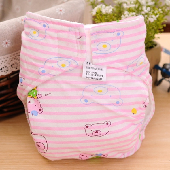 Cartoon Bear Pattern Waterproof Breathable Baby Cotton Cloth Diaper Pink, Size:S