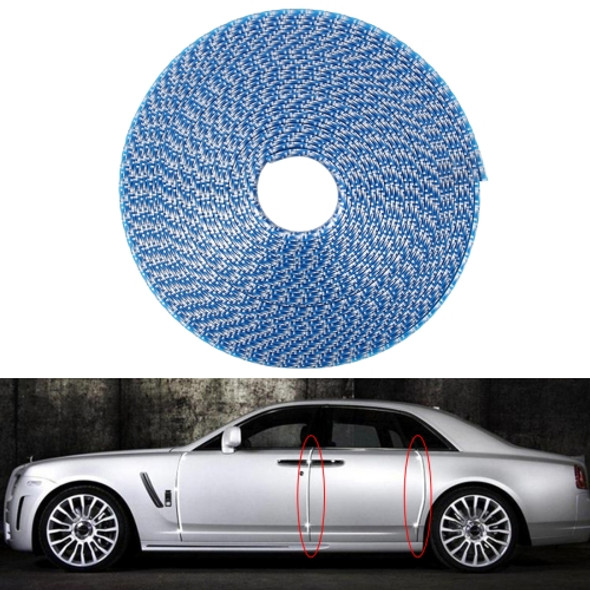 8m Universal DIY Carbon Fiber Rubber Auto Car Door Edge Seal Scratch Protector Decorative Strip(Blue)