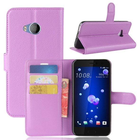 For HTC U11 Life Litchi Texture Horizontal Flip Leather Case with Holder & Card Slots & Wallet(Purple)