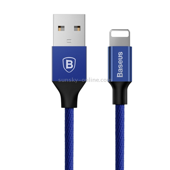 Baseus 1.8m 2A Yiven Cable Woven Style Metal Head 8 Pin to USB Data Sync Charging Cable, For iPhone XR / iPhone XS MAX / iPhone X & XS / iPhone 8 & 8 Plus / iPhone 7 & 7 Plus / iPhone 6 & 6s & 6 Plus & 6s Plus / iPad(Dark Blue)