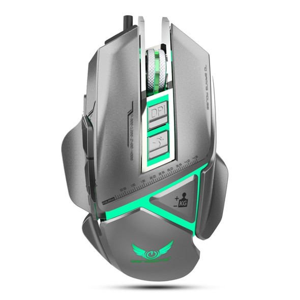 ZERODATE X400 Wired Mechanical Macros Define 11 Programmable Keys 3200 DPI Adjustable Gaming Mouse with Cool LED Light(Grey)