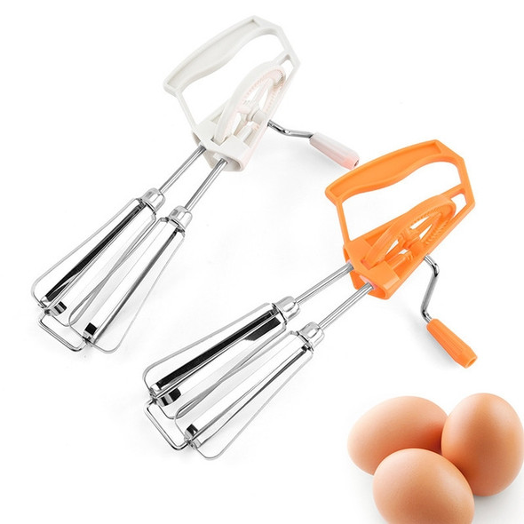 Double Rotation Hand Whisk Egg Beater Stainless Steel Kitchen Blender Random Color Delivery